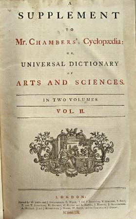 1753 Supplement to Chambers's Cyclopaedia